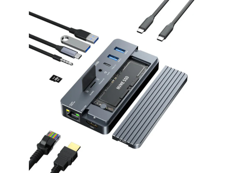 ACASIS CM073 10-in-1 USB Type-C Hub Docking Station with M.2 NVMe SSD Enclosure