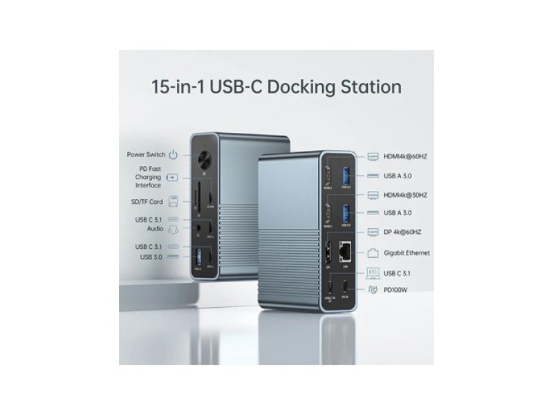 Acasis DS-7A15 15-in-1 4K 60Hz USB C Desktop Docking Station