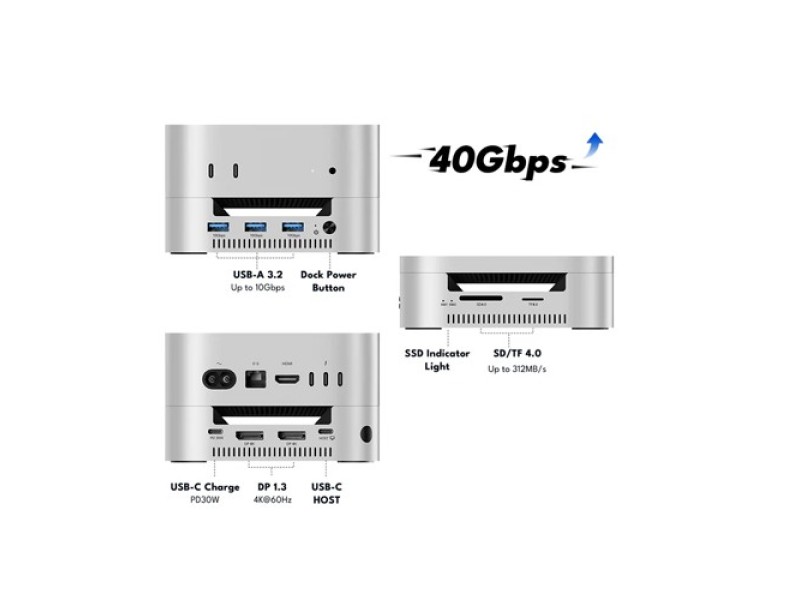 Acasis M001Pro 40Gbps Mac mini M4 Dock & Dual-Bay SSD Enclosure