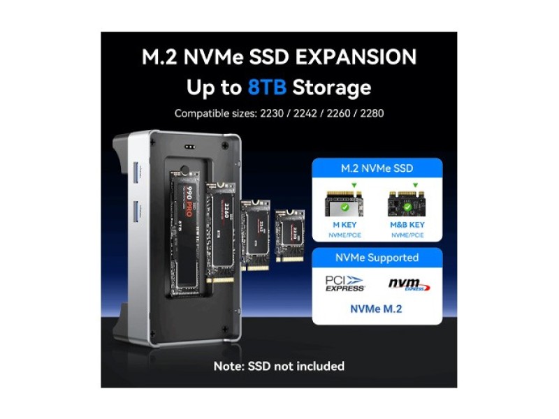 Acasis Mac mini M4 Dock & Stand with 8TB M.2 NVMe SSD Enclosure