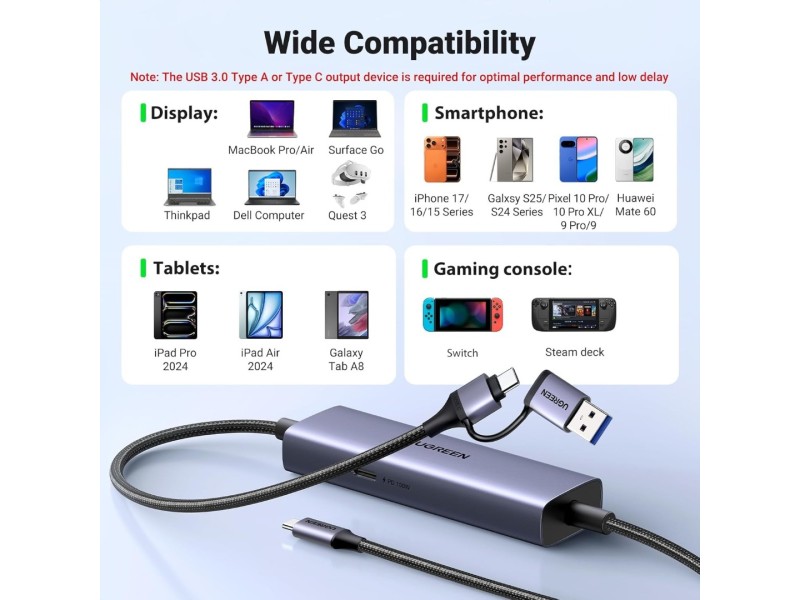 UGREEN 2K/1080P USB-C Video Capture Card UGREEN 2K/1080P USB-C Video Capture Card