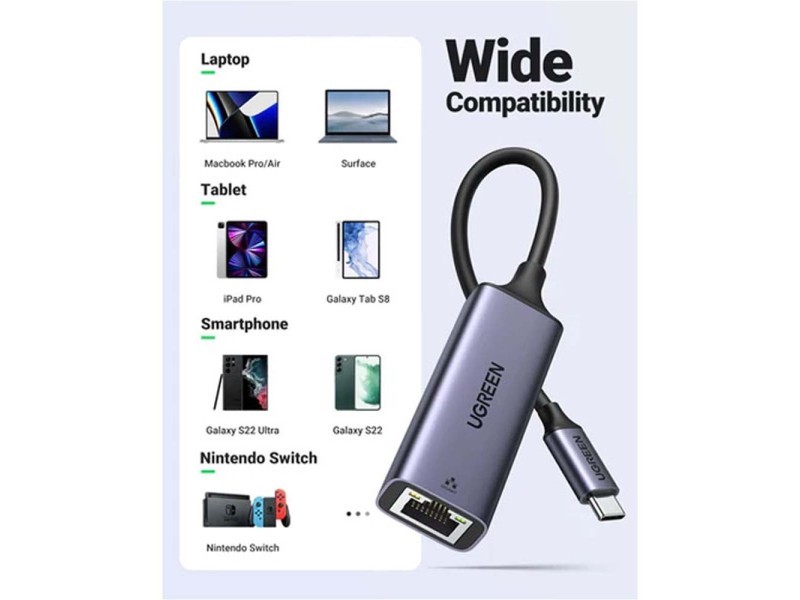 UGREEN USB C TO ETHERNET GIGABIT ADAPTER (50737)