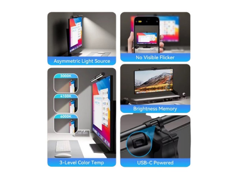 Vention PDA Eye-Care Hanging Monitor Screen Light Bar 3-Level Color Temp LED Monitor Lamp