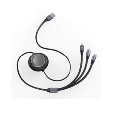 Baseus Bright Mirror One-for-three Retractable Data Cable USB to M+L+C 3.5A 1.2m Black
