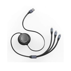 Baseus Bright Mirror One-for-three Retractable Data Cable USB to M+L+C 3.5A 1.2m Black