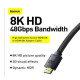BASEUS HDMI 8K TO HDMI 8K CABLE 2M 8K X 60 HZ ZINC ALLOY (WKGQ000201)