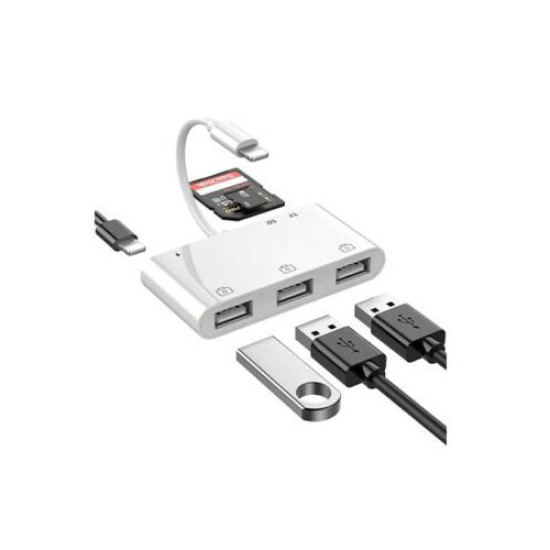 COTEetCI 6 in 1 Lightning Hub RJ45 Ethernet OTG Card Reader Adapter