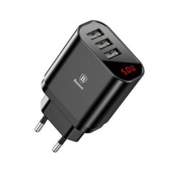 Baseus CCALL-BH01 CCALL-AH01 Mirror Lake Intelligent Digital Display 3USB Travel Charger 3.4A EU CN Black