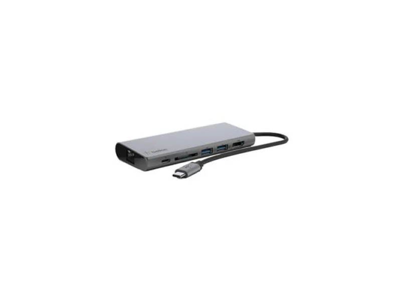 Belkin Type-C Male to HDMI, Dual USB, LAN, Type-C and SD Card Female Grey Converter