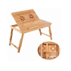 BAMBOO DUAL FAN ADJUSTABLE LAPTOP COOLER TABLE DESK