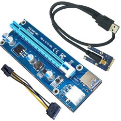 Mini PCI-E to PCI Express Extender Riser Card PCIE 1x to 16x Slot USB3.0 Data Cable SATA to 6Pin Power Supply for Bitcoin Mining